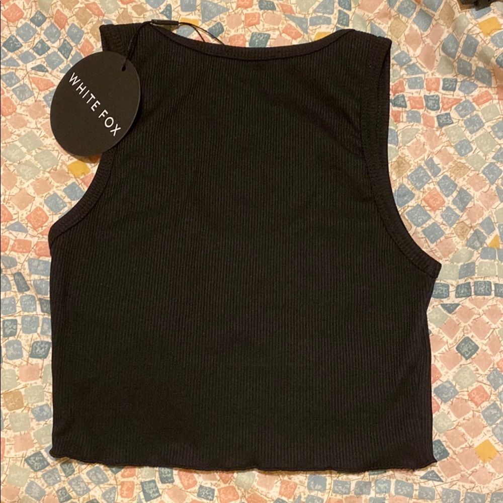 Black Ribbed Tank Top - Picture 3 of 4